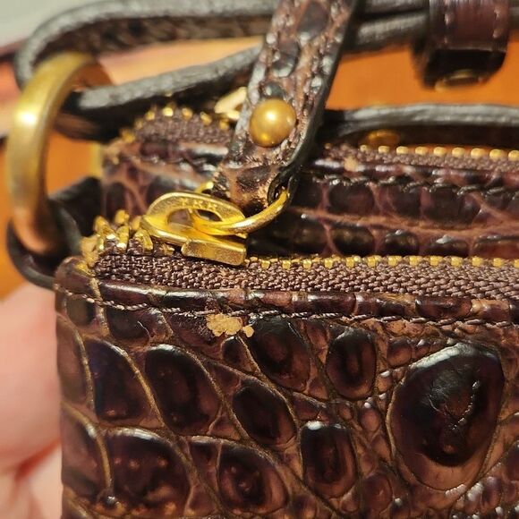 Brahmin Melbourne "Mojito" Brown Croc-Embossed Leather Crossbody Bag - Picture 12 of 12